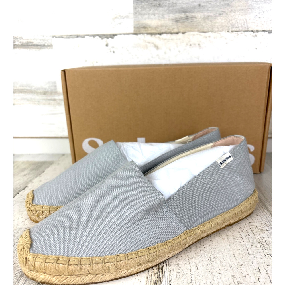 Soludos Dali Womens 8.5 Gray Espadrille Loafer Jute Slip On Shoes NWT Summer